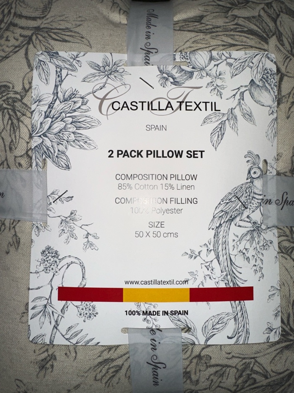 Castilla Textil 20”x20”Cotton Linen Blend Throw Pillow Set, 2 Pack (50cmx50cm